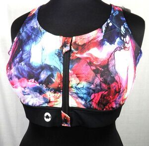 Wodbottom Multi Watercolor Swirl Tie Dye Strappy Zip Up Sports Bra Size XS